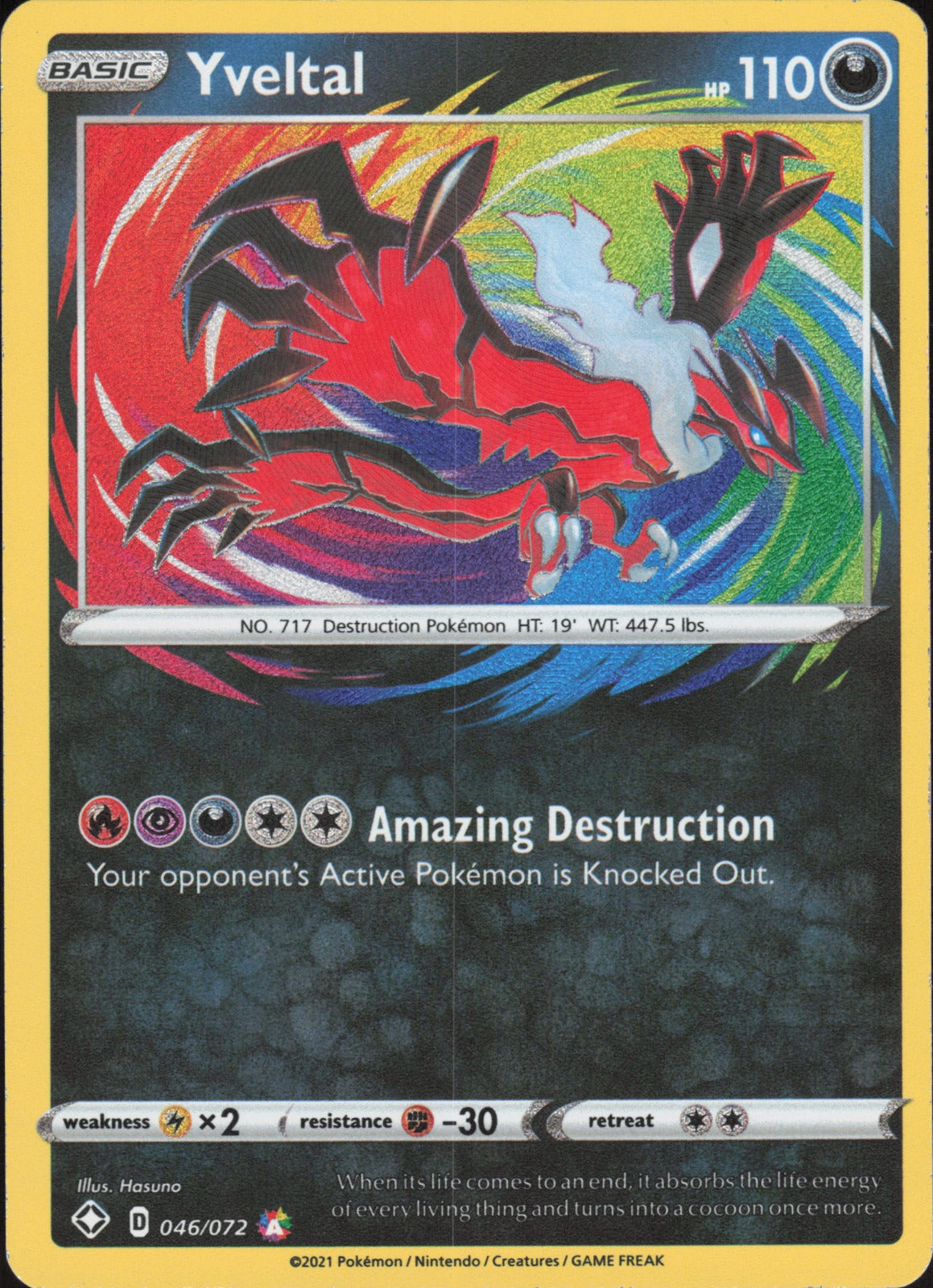 Yveltal Holo Amazing Rare Shining Fates 046/072 NM