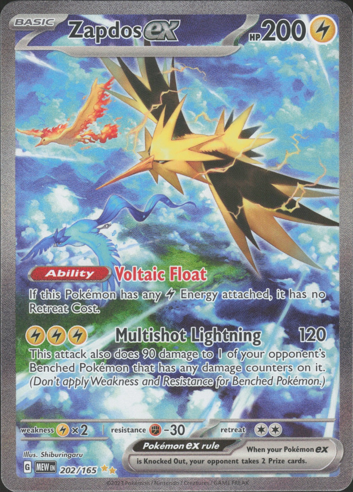 Zapdos ex Holo Special Illustration Rare SV: Scarlet & Violet 151 202/165 NM