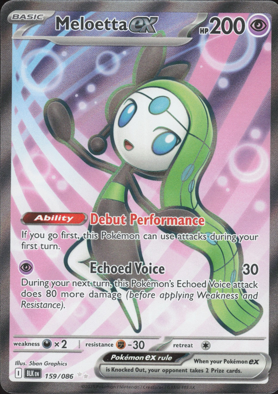 Meloetta ex Holo Ultra Rare SV: Black Bolt 159/086 NM