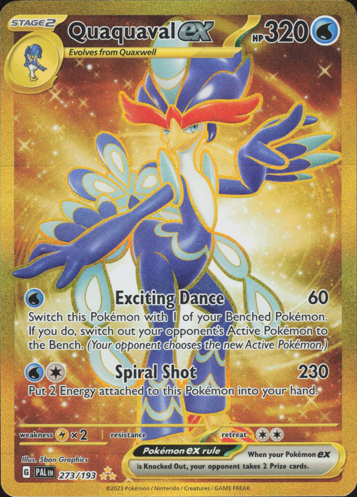 Quaquaval ex Holo Hyper Rare SV02: Paldea Evolved 273/193 NM
