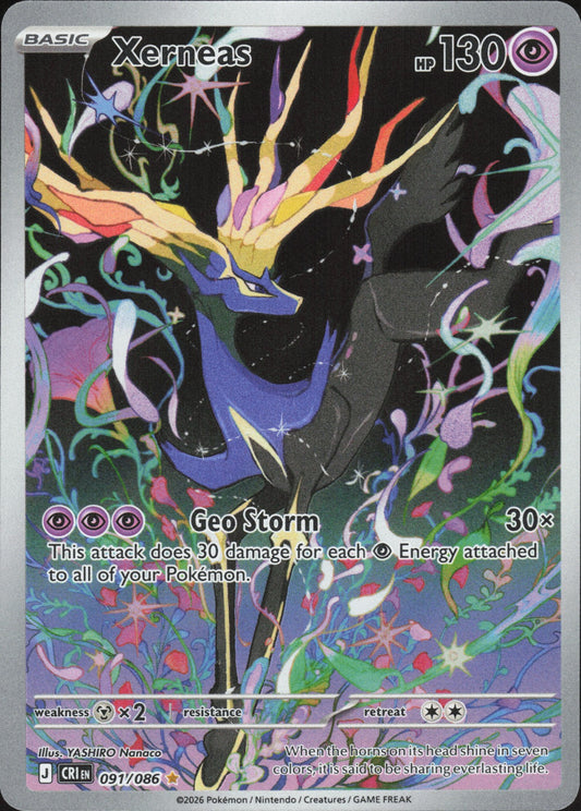 Xerneas Holo Illustration Rare ME04: Chaos Rising 091/086 NM