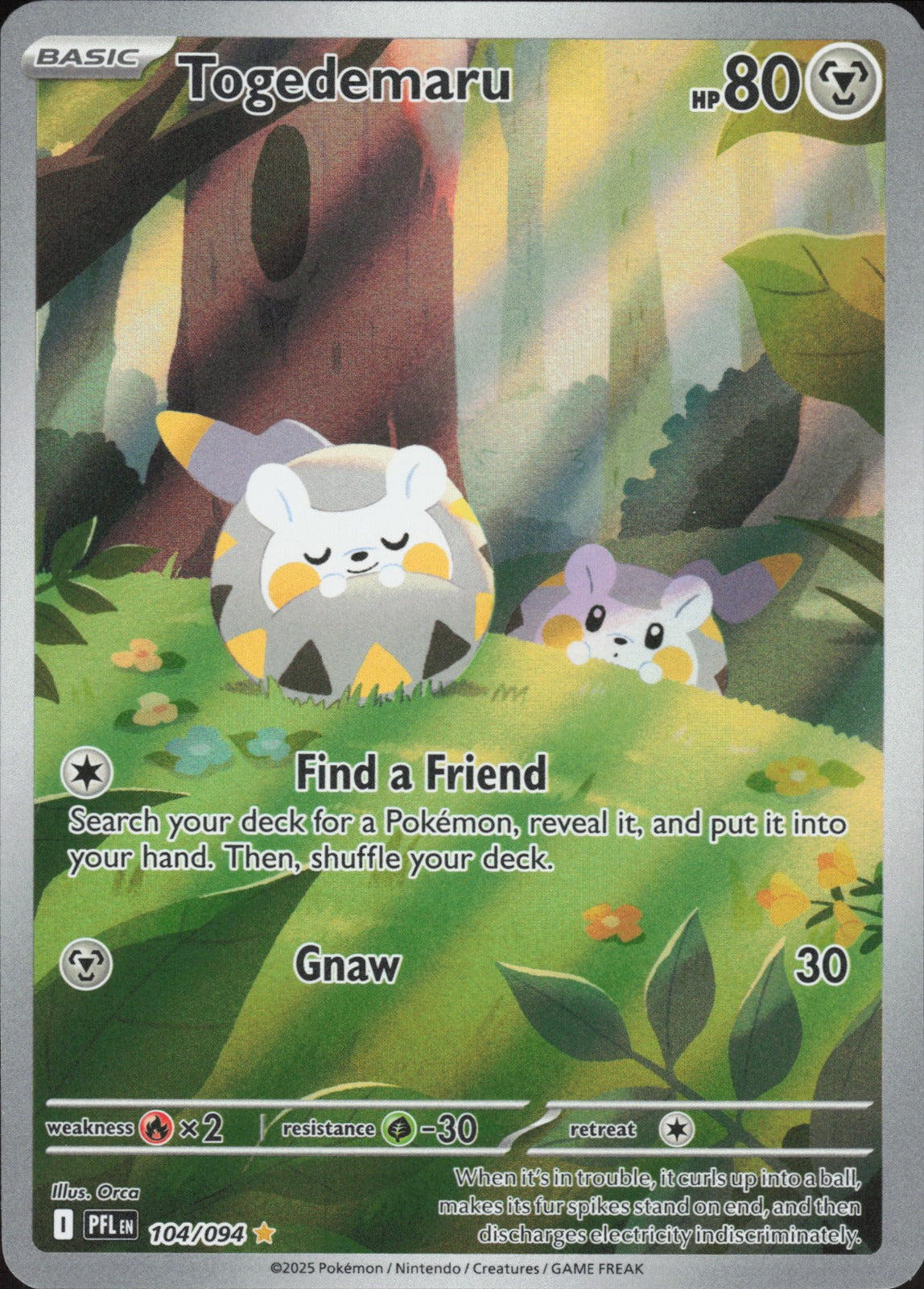 Togedemaru Holo Illustration Rare ME02: Phantasmal Flames 104/094 NM