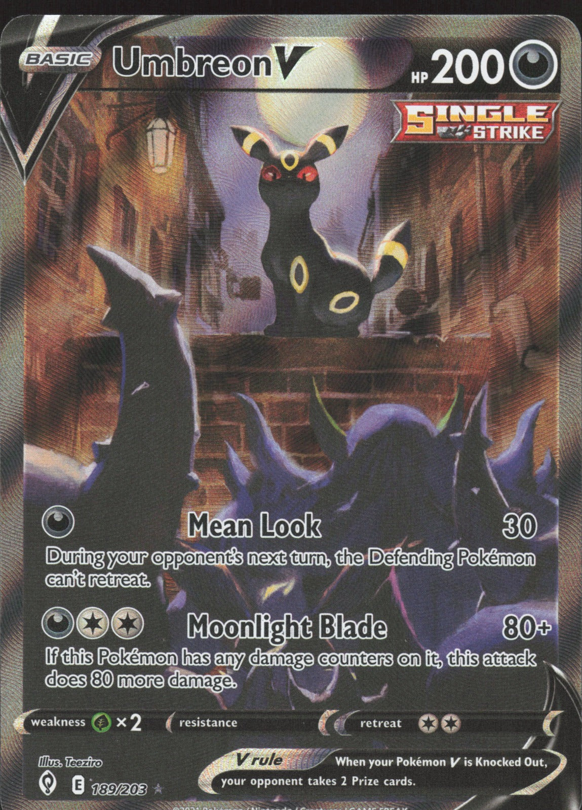 Umbreon V (Alternate Full Art) Holo Ultra Rare SWSH07: Evolving Skies 189/203 NM