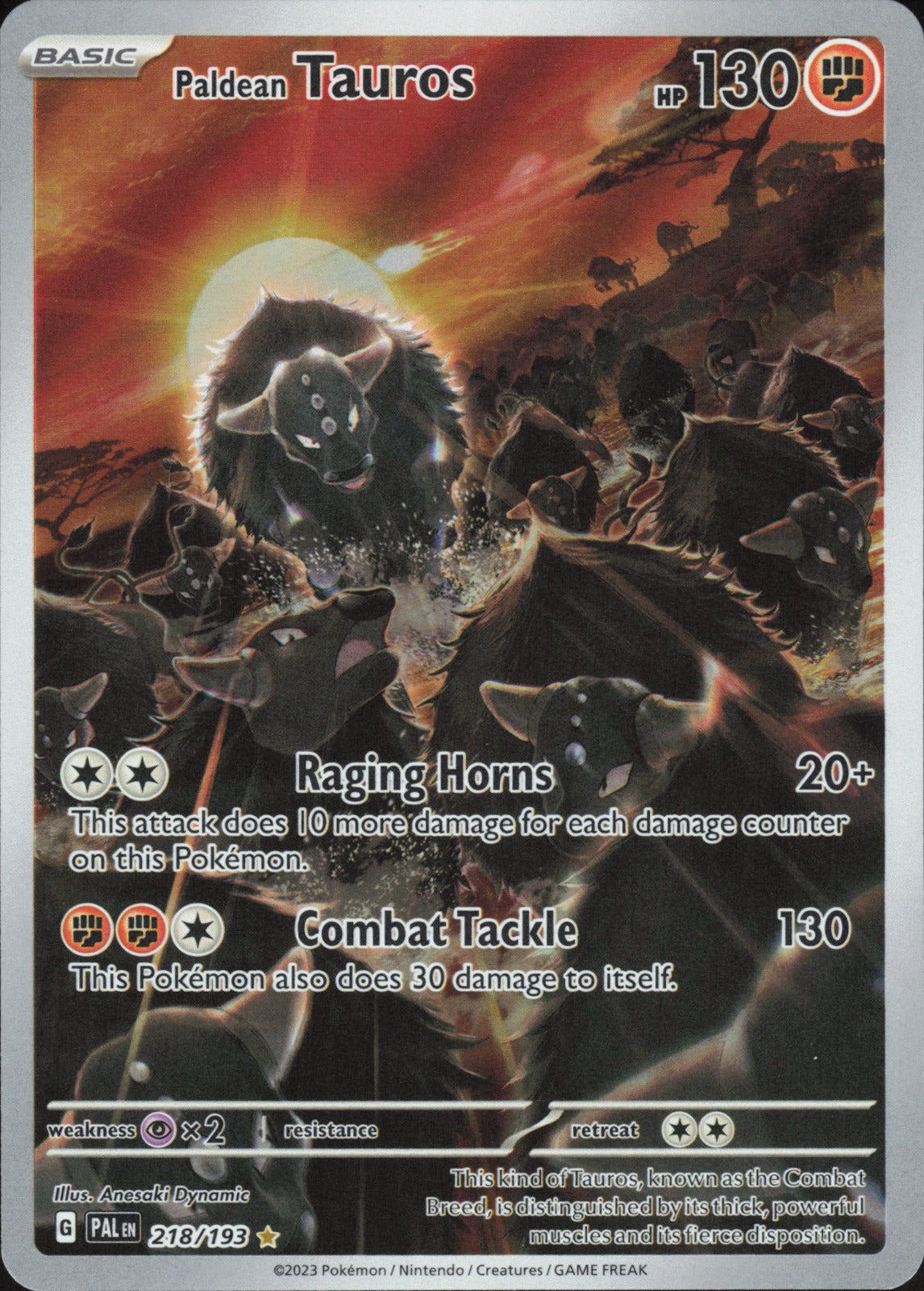 Paldean Tauros Holo Illustration Rare SV02: Paldea Evolved 218/193 NM