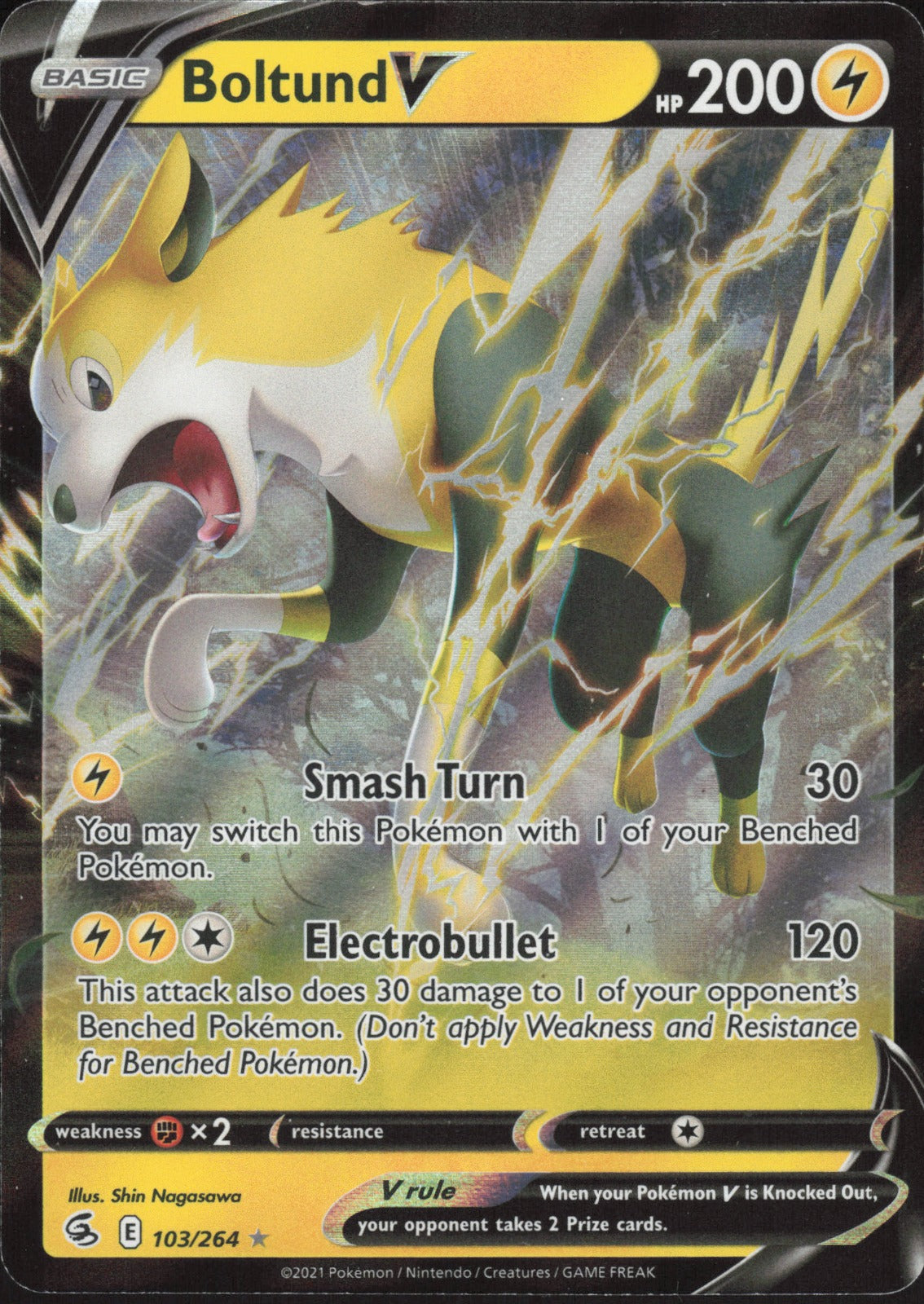 Boltund V Holo Ultra Rare SWSH08: Fusion Strike 103/264 NM