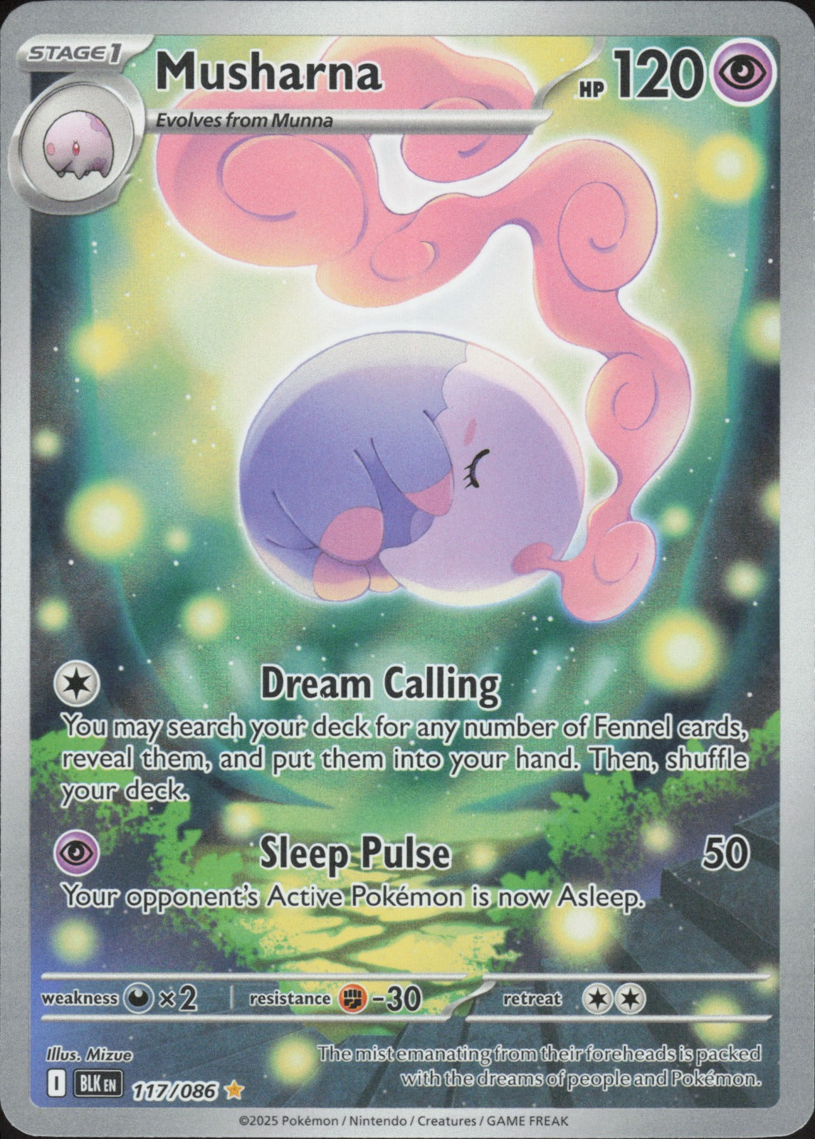 Musharna Holo Illustration Rare SV: Black Bolt 117/086 NM