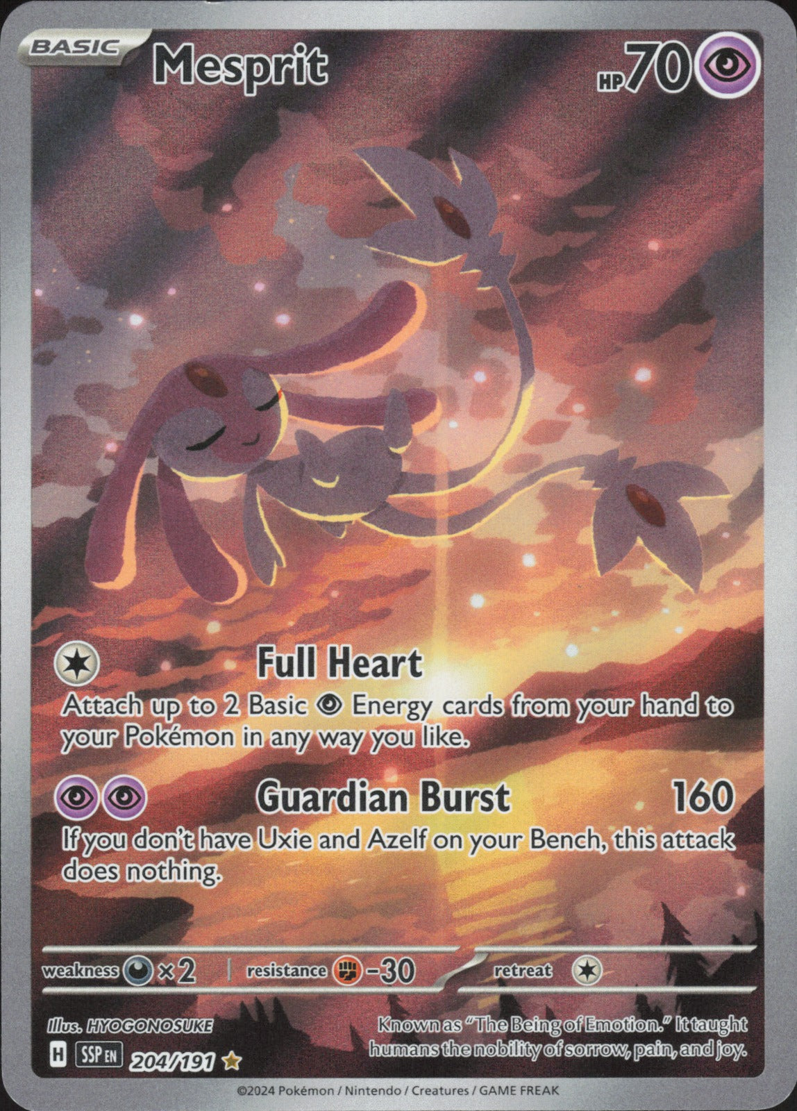 Mesprit Holo Illustration Rare SV08: Surging Sparks 204/191 NM