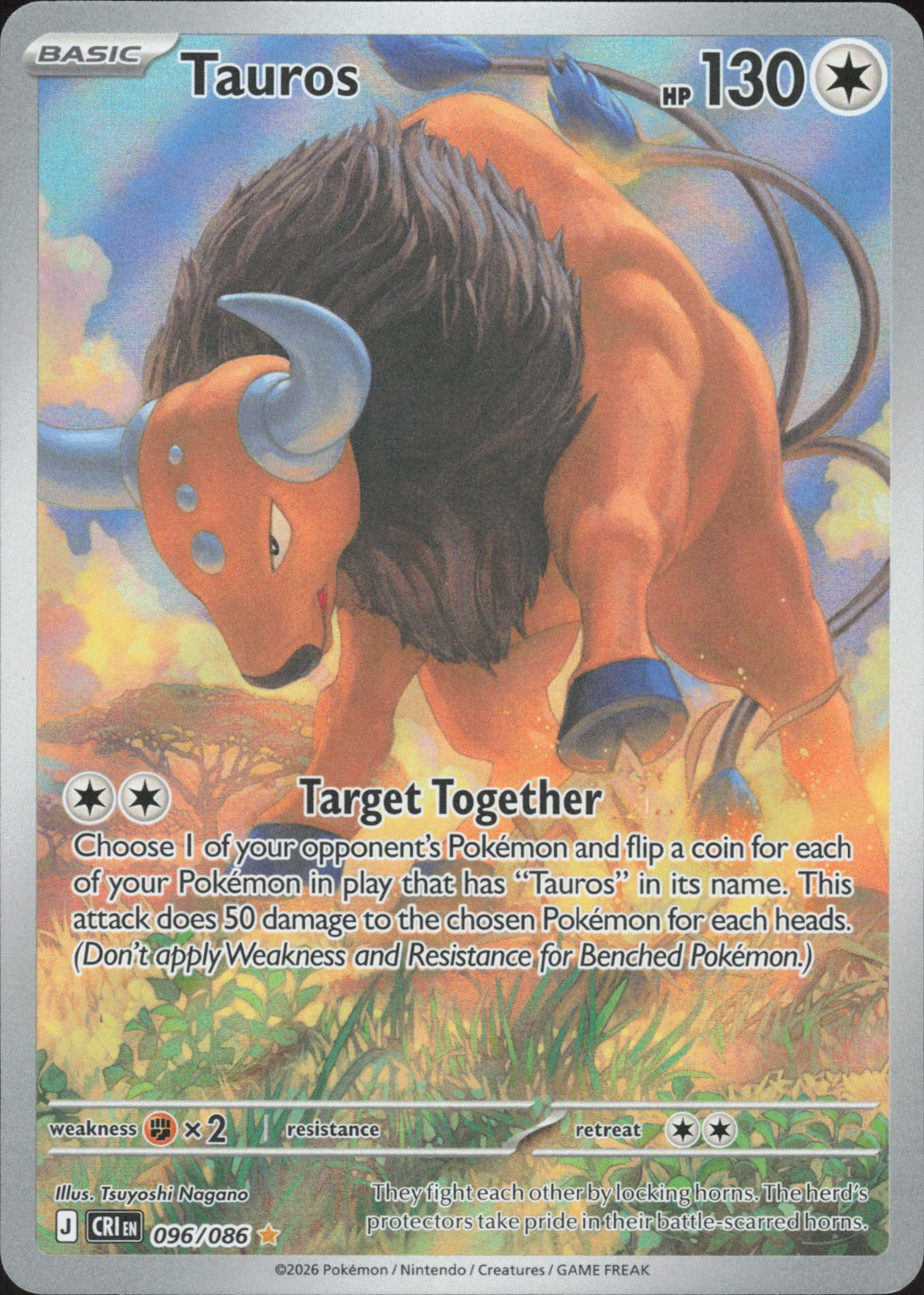 Tauros Holo Illustration Rare ME04: Chaos Rising 096/086 NM