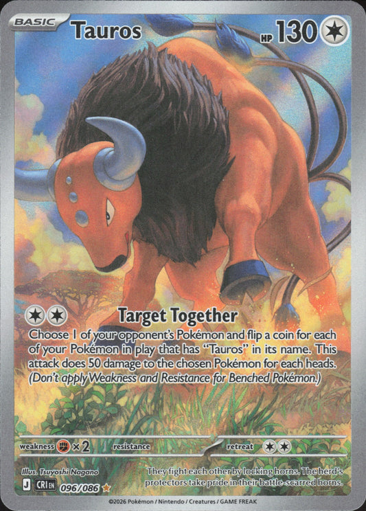 Tauros Holo Illustration Rare ME04: Chaos Rising 096/086 NM
