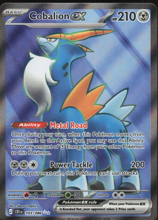 Cobalion ex Holo Ultra Rare ME04: Chaos Rising 103/086 NM