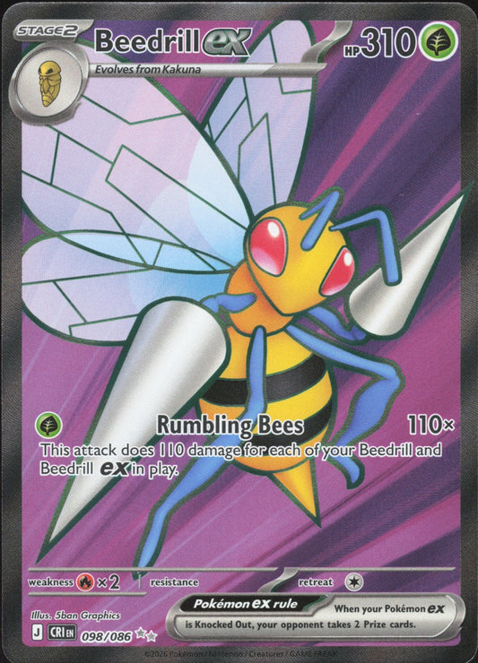 Beedrill ex Holo Ultra Rare ME04: Chaos Rising 098/086 NM