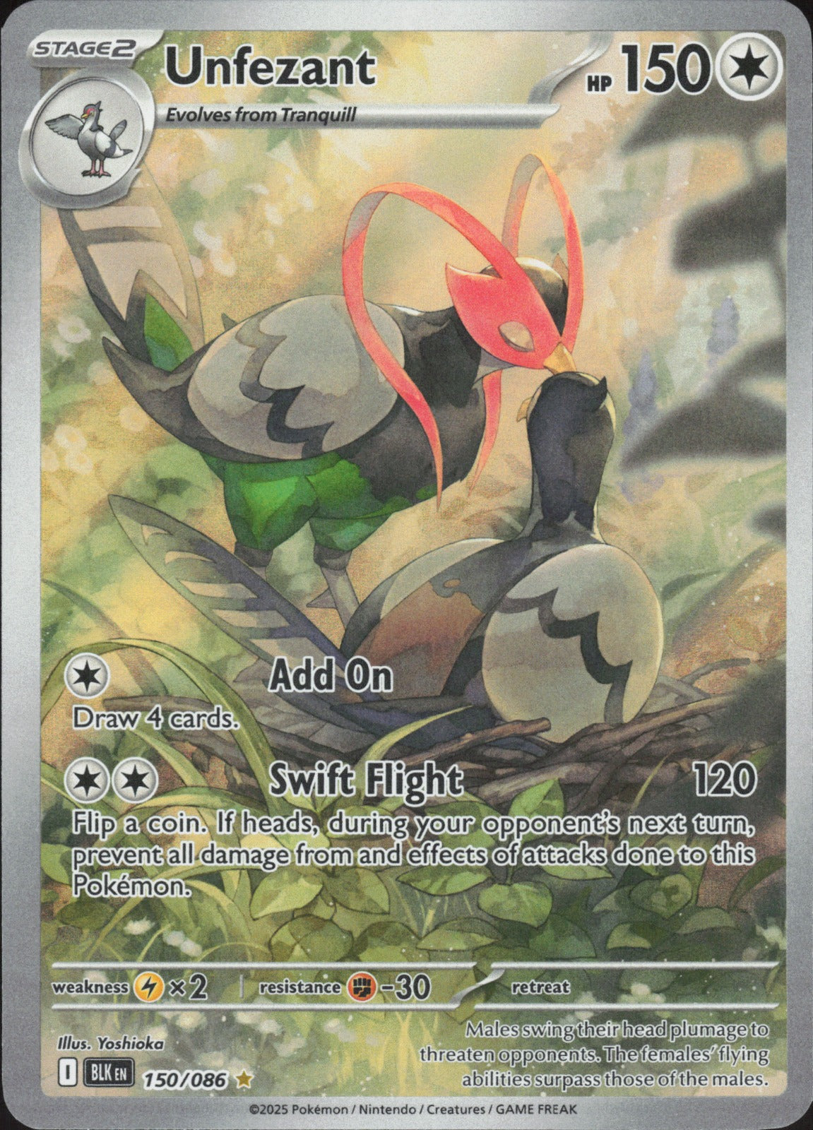Unfezant Holo Illustration Rare SV: Black Bolt 150/086 NM