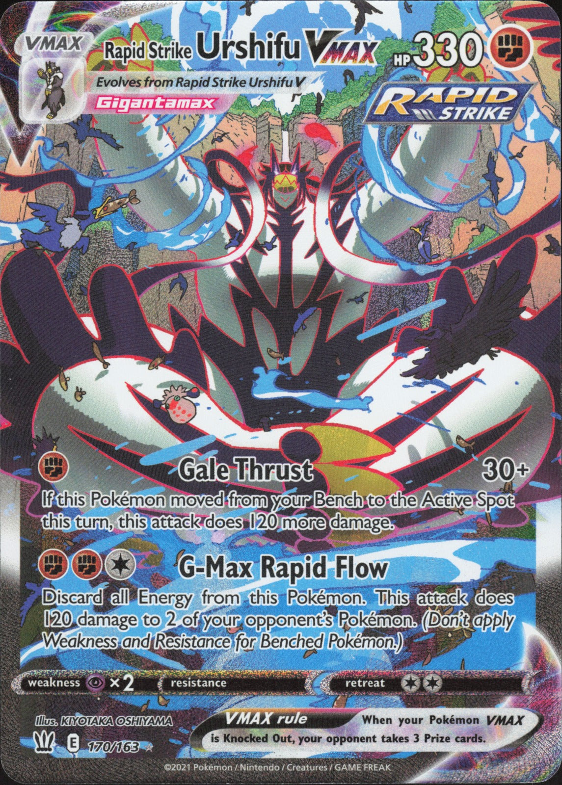 Rapid Strike Urshifu VMAX (Alternate Art Secret) Holo Secret Rare SWSH05: Battle Styles 170/163 NM