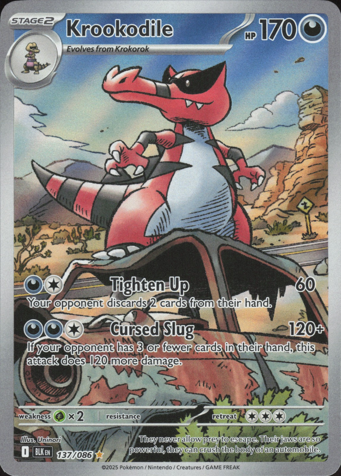 Krookodile Holo Illustration Rare SV: Black Bolt 137/086 NM