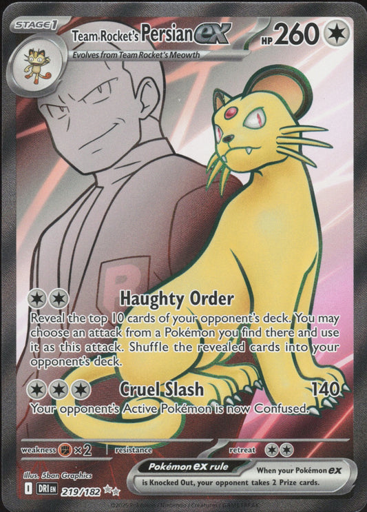 Team Rocket's Persian ex Holo Ultra Rare SV10: Destined Rivals 219/182 NM