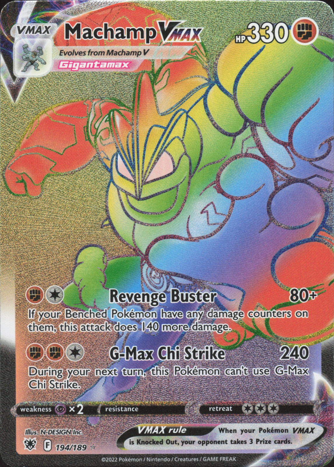 Machamp VMAX (Secret) Holo Secret Rare SWSH10: Astral Radiance 194/189 NM