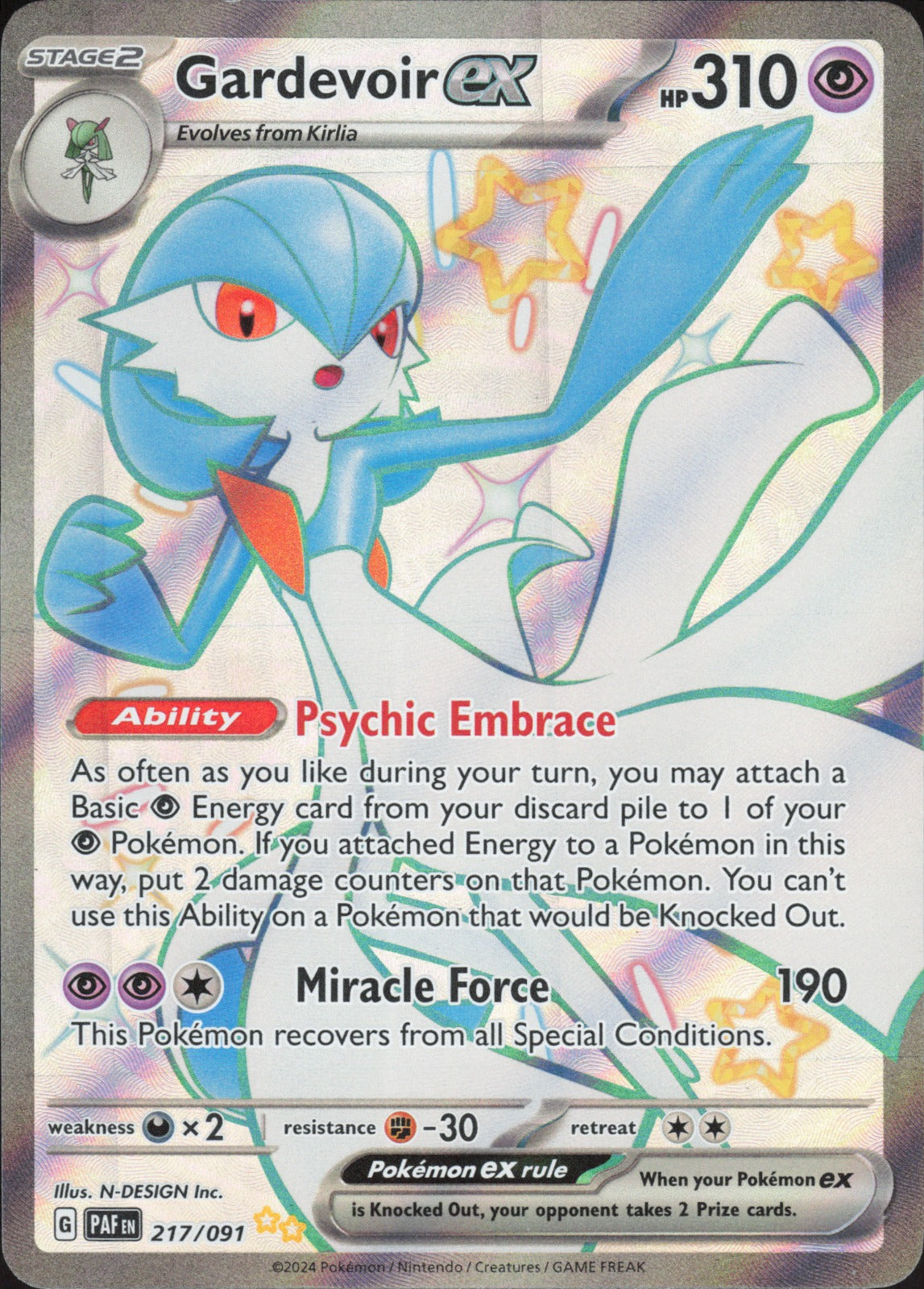 Gardevoir ex Holo Shiny Ultra Rare SV: Paldean Fates 217/091 NM