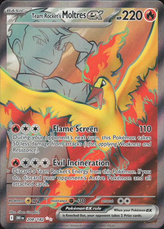 Team Rocket's Moltres ex Holo Ultra Rare SV10: Destined Rivals 208/182 NM